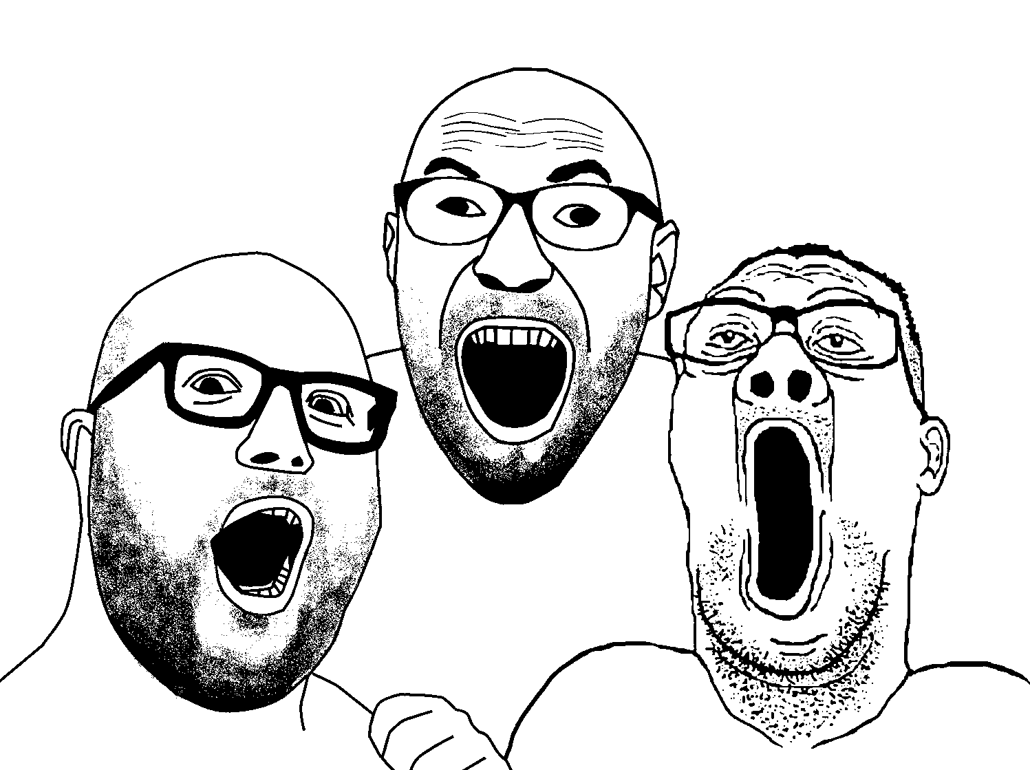 SoyBooru Post 75538 3soyjaks ear glasses hair hand metatagme open